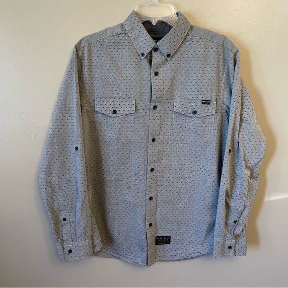 Marc Ecko Cut & Sew gray dots  Button Down Shirt size Medium 100% Cotton - Picture 1 of 11
